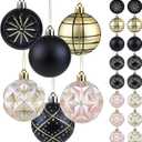 16PCS Christmas Balls Ornaments - 2.36in Black and Gold Christmas Tree Decorations, Shatterproof Hanging Balls for Christmas Xmas Tree Holiday Wreath Decor (Black & Gold)