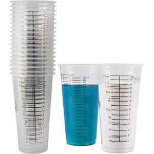 PrepStor Disposable Measuring Cups for Resin – Pack of 20 16oz Clear Plastic Graduated Epoxy Mixing Cup for Paint, Resin, Stain – 1/2 Pint Reusable Plastic Measuring Cup for Cooking & Baking