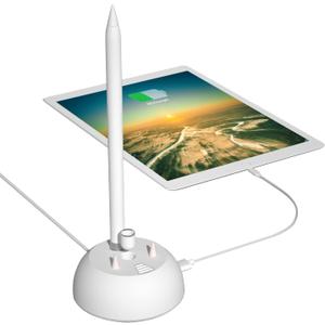 Charging Stand Compatible with Apple Pencil 1st Generation - 3 in 1 iPad Pencil Charger Dock Holder with LED Light & Pencil Tips and Cap Holder - iPad Pen Charging Adapter with USB Port