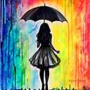 5 x YOMEIA 5D Diamond Painting Kit for Adults - Full Drill Round Diamonds Art with Elegant Girl in Rain (16x12 inch) DIY Craft for Stress Relief, Home Wall Decor & Gift for Women Beginners