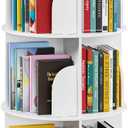 SpaceAid 3 Tier Rotating Bookshelf Tower, Spinning Bookcase Lazy Susan, Revolving 360 Book Shelf Storage Round Carousel, Vertical Rotate Turning Spiral Corner Organizer, White, 3 Tier, 37.8" H