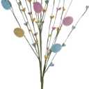 VioletEverGarden Easter Picks,6 Pack Easter Egg Picks Artificial Easter Berry Stems Easter Picks and Sprays Rustic Easter Decorations for Easter Home Decor and Flower Arrangement(Pink/Yellow/Cyan)