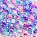 60g Mix Flatback Pearls and Rhinestones for Crafts, 2mm-10mm for Nails Face Art Tumblers, With Tweezers Wax Pen, Pink|Purple|White
