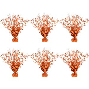 6 Pack Metallic Foil Spary Centerpieces for Tables, Orange Centerpieces for Tables Decorations, Star Brust Table Centerpieces for Birthday Graduation Wedding Baby Shower Party
