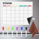 PATIKIL Magnetic Calendar for Fridge, 16"x12" Calendar Planning Board Weekly Monthly Planner with Highlight Markers & Suction Cup & Towel for Fridge Menu to-Do List, White