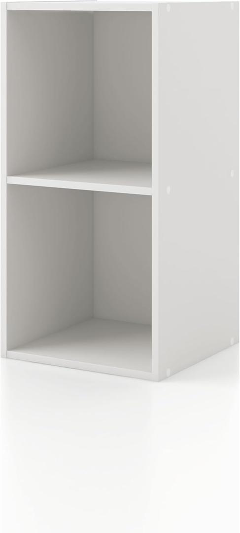 HOMES: INSIDE + OUT Apexa 2 Cube Storage Organizer Shelves, Stackable Wood Bookcase Fits Cubby Bins for Organization, Dorm Teen Room Decor & Home Office, White