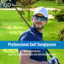 Bloomoak Sport Golf Sunglasses,Wrap UV400 Protection/Vented Frame Prevent Fogging/Superior Visual Clarity to Find Ball (Blue - 12% Vlt - for Sunny Conditions)
