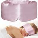 100% Natural Silk Eye Mask for Women Men, Soft Pressureless Cooling Blackout Eye Covers for Sleeping, Large Size Sleep Mask fits All Heads Adjustable, 1PC, Lotus Pink