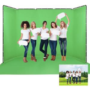 Professional 7.87ftx16.4ft Portable Large Chromakey Green Screen Wide Backdrop Kit with Stand Photography Background Support System for Photo Studio Video Shoot, Live Streaming, Party, Stage