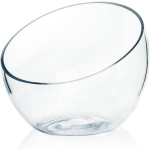 Craft And Party, Slant Cut Bowl Glass, Glass Fish Bowl Vase, 6" Height x 7" Width Fruit Jar, Candy Dish, Clear Terraium, Flower Centerpiece