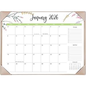 Desk Calendar 2026 with Desk Mat – 22" x 17" Large Desk Pad Calendar Runs from January 2026 to June 2027, Floral Design Desktop Calendar with To Do List, Personal Desk Calendar Planner for Home, Office