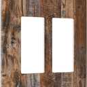 Decorative Outlet Covers Vintage Brown Wood Plank Texture 2 Gang Light Switch Cover Plate Double Rocker Wall Plate Switch Plate Covers Faceplate for Farmhouse Bedroom Home Decor