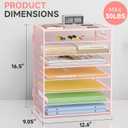 Paper Organizer with Handle Metal Mesh File Sorter Large Capacity Desk Organizers Paper Letter Tray Desktop Document Sorter for Office or Home2 Pack 8 Tier Pink Storage for Desk