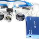 Dental Binocular Loupes 3.5X 420mm + LED Head Light Lamp +Aluminum Box (Blue)