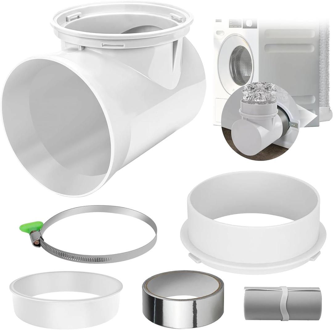 90 Degree Dryer Vent Elbow, Dryer Vent Connector Kit for 4 Inch Hose Duct Pipe Tube Adapter Space Saving Right Angle Connection Attachment for Tight Spaces