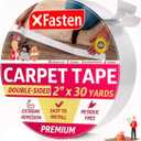 XFasten Double Sided Carpet Tape for Area Rugs, 2 Inch x 30 Yards Heavy Duty Anti Slip Rug Grip Tape, Works as Rug Grippers, Residue Free, Wood Safe, Easy Removal for Hardwood and Laminated Floors