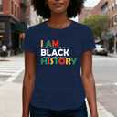 Black History Shirts for Women I am Black History Month T-Shirt African American Short Sleeve (Large, Blue)
