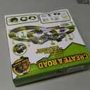 Dinosaur Toys,Create A Dinosaur World Road Race,Flexible Track Playset and 2 pcs Cool Dinosaur car for 3 4 5 6 Year & Up Old boy Girls Best Gift (Green)