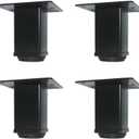 QLLY 4 inch Adjustable Metal Furniture Legs, Square Office Table Furniture Leg, Set of 4 (Black)