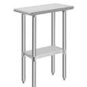 Hally Stainless Steel Table for Prep & Work 24 x 12 Inches, NSF Commercial Heavy Duty Table with Undershelf and Galvanized Legs for Restaurant, Home and Hotel (24''x12'')
