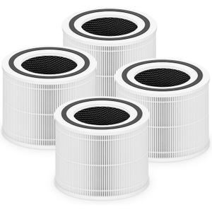 Core 300 Replacement Filter for LEVOIT Core 300 Core 300S Core 300-P Core 300S-P Air Purifier, 3-in-1 High Efficiency Activated Carbon, Compared to Part # Core 300-RF, 4 Pack, White