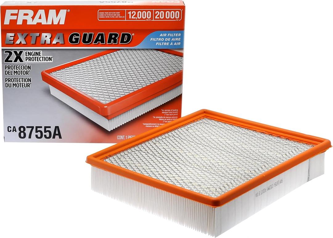 FRAM Extra Guard CA8755A Replacement Engine Air Filter for Select Cadillac, Chevrolet, and GMC Models, Provides Up to 12 Months or 12,000 Miles Filter Protection (One Size)
