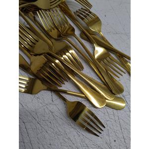 MUTNITT 47 Pcs Gold SilverwareForks  Service, Premium Stainless Steel Flatware Set, Cutlery Utensil Durable Home Kitchen Eating Tableware Include Fork Dishwasher Safe