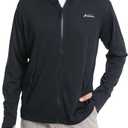 clothin Mens Lightweight Full Zip Hood Running Jacket with Zip Pockets for Fishing Hiking Travel (Small, Black)