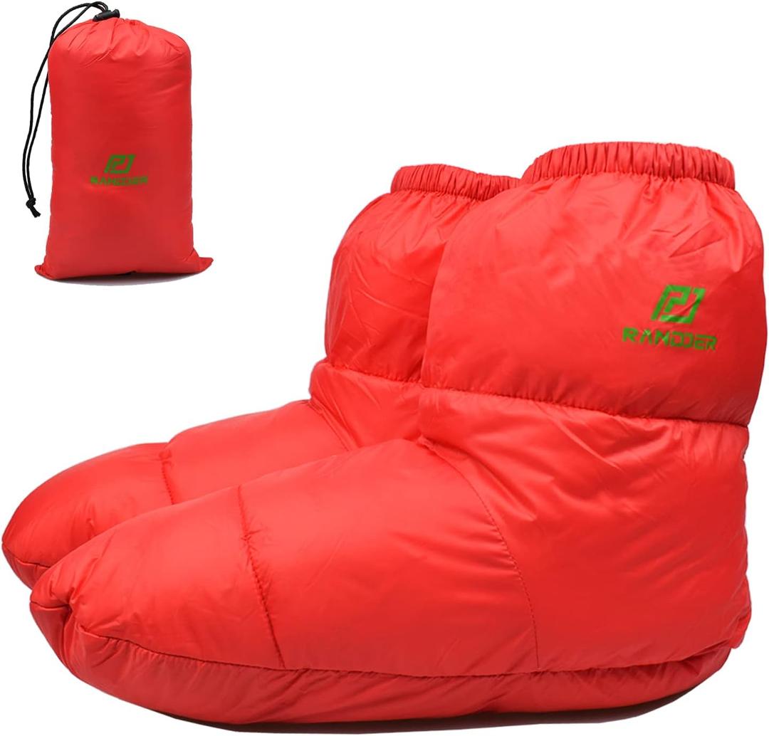 Down Booties Warm Socks for Men & Women - Ultralight Sleeping Sock for Camp, Backpacking - Soft & Cozy Camping Sleeping Bag Tent Down Slippers Foot Warmer, Large