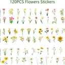 3 x 120 Pieces Natural Flower Stickers for ScrapbookingPET Transparent Flower Stickers Self-Adhesive for Journaling Clear Decals (Bulk Mix Flower)