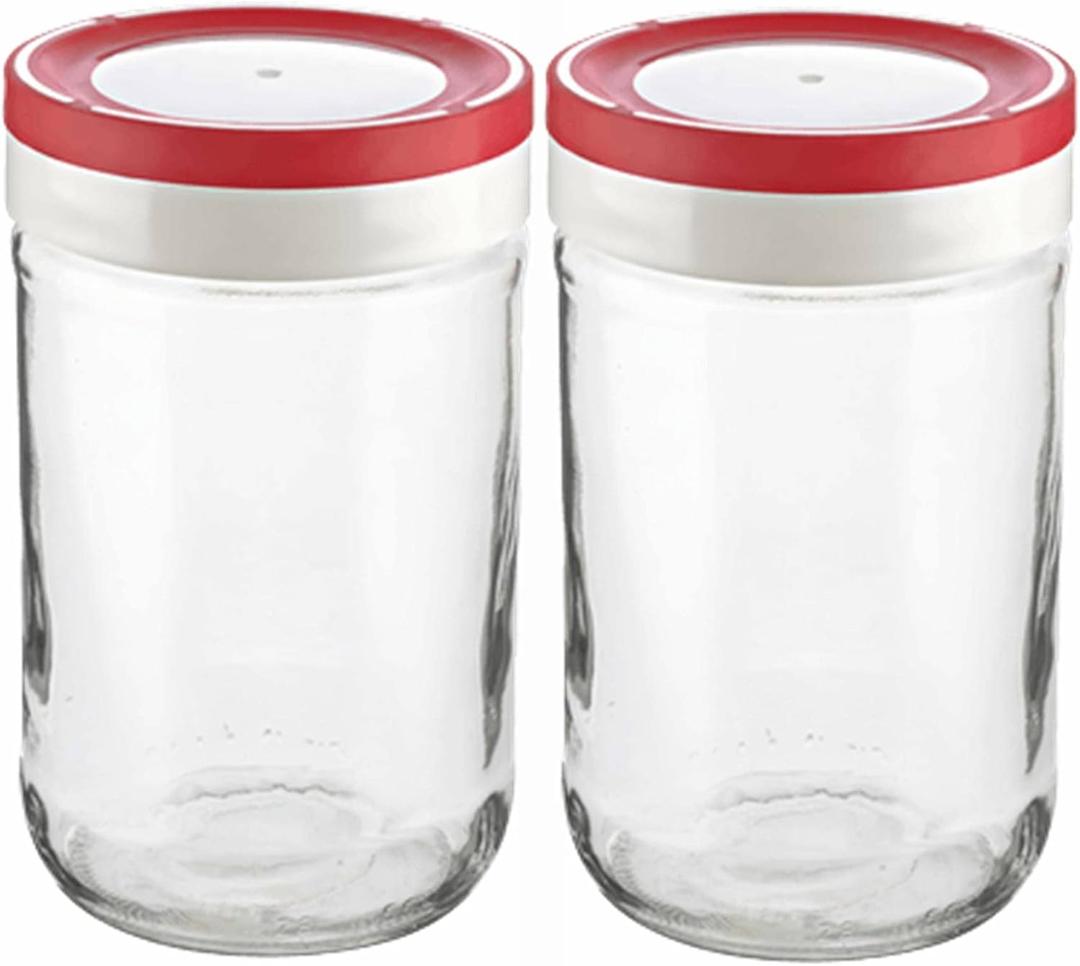 Tribello 22oz Mason Jar Wide Mouth, Canning Jars Perfect To Keep Fresh All Your Homemade Smoothies, Fruit Drinks And Yogurt pack of 2