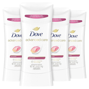 Dove Advanced Care Antiperspirant Deodorant Stick Rose Petals 3 Count for after shave care for underarms 72 hour odor control with all-day sweat protection stick for soft underarms 2.6 oz