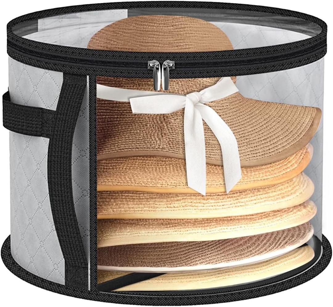 Clear Organizers Hat Box, Cowboy Baseball Cap Storages Box, Hat Organizer Storage Display Case, Wide Brim Hats Boxes for Women Storage, Room Organization (Gray)