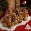 Beeveer 5 Pcs Brown Christmas Throw Pillows Gingerbread Christmas Tree Snowflake Peppermint Shaped Pillows Stuffed Decoration for Home Xmas Winter Holiday Bed Sofa Couch Party