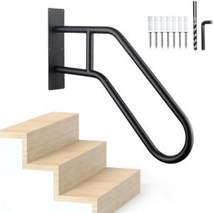 Stairs Handrails for Outdoor Steps Stair Railing Indoor 1-3 Step, Porch Railing & Deck Hand Rail Wall Mount Stair Hand Grab Bars U-Shaped Providing Support and preventing Slips and Falls.