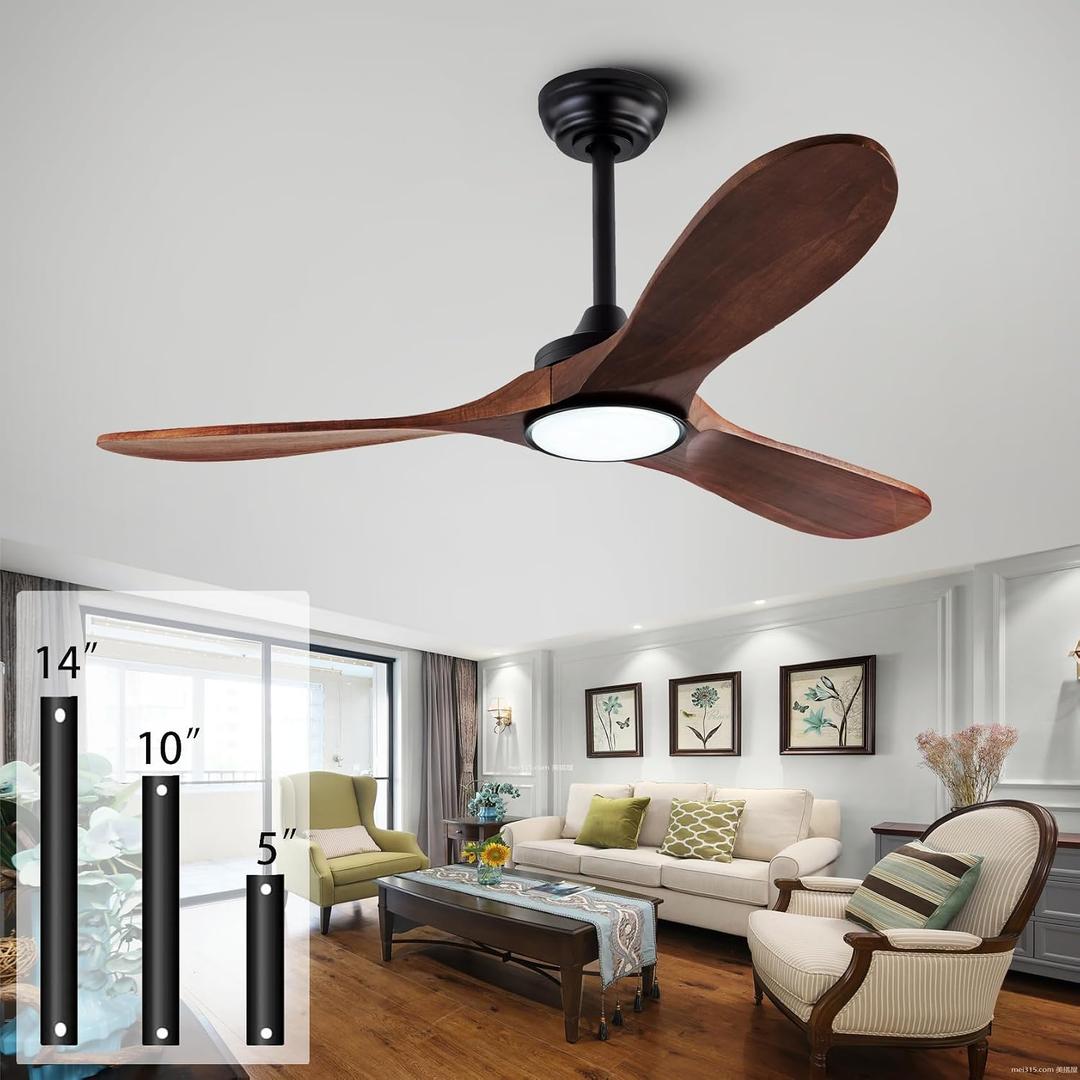 42Ceiling Fans with Light and Remote Control, Lighted Wooden Ceiling Fan Noiseless Reversible DC Motor with 3 Blades for Farmhouse, Living Room, Office, Indoor Outdoor (Black + Walnut)