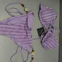 ZAFUL Women's Bikini Sets Beads Triangle Swimsuits 2 Piece Bathing Suits | String High Cut Cheeky Swim Suit with Low Rise Bikini Bottoms for Beach Swimwear (Purple, Large)