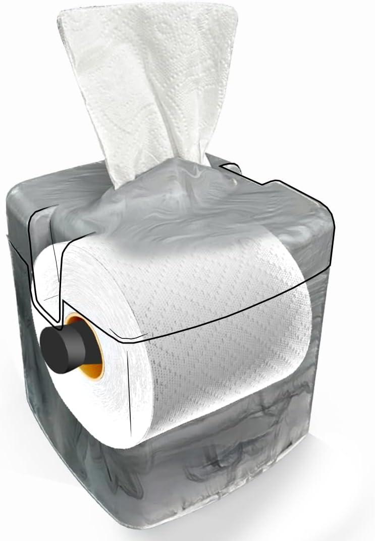 Tissuecaddy Life Hack Toilet Paper Dispenser - Money Saver Alternative to Tissue Box and Tissue Box Holder | Home, Bathroom, and More - Grey Granite (Single Pack)