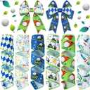 Juexica 6 Rolls Golf Wired Edge Ribbon 2 Inch x 30 Yards Blue Green DIY Crafts Fabric Golf Ribbons for Gift Wrapping Bows Party Wreath Floral Decoration Sewing Supplies