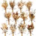 Layhit 12 Pcs Boho Dried Flower Bouquet Mini Wedding Handmade Dry Flowers Decor for Vase Crafts DIY Photo Boutonniere for Men Floral Plant for Bridesmaid Gift Birthday Decor(Rustic)