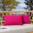 Kevin Textile Set of 2 Outdoor Waterproof Pillow Covers - Valentines Day Decorative Throw Pillows - Rectangle Checkered Couch Pillows for Patio Tent Bed Sofa Living Room - 12x20 Inch - Hot Pink