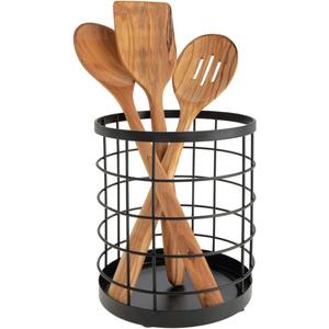 iDesign Kitchen Crock for Utensils - Steel Kitchen Crock Utensil Holder for Countertop - Matte Black