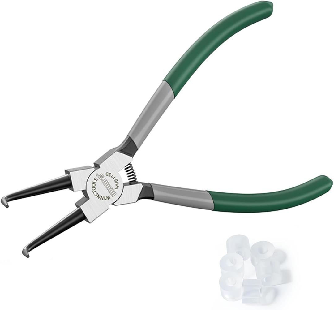 Eupheng Fishing Skirt Tool, Angled Nose Skirt Collar Pliers, Heavy Duty Skirt Making Tool for Silicone Jig Skirts, Rubber Collars, SpinnerBait Buzzbait Hand Fittings (Pliers+White Skirt Band*100)