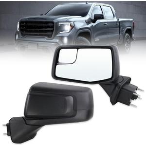 Left Driver Side Mirror Compatible With 2019 2020 2021 2022 2023 2024 2025 2026 GMC Sierra 1500 With Manual Folding Power Glass Heated Matte Black Replace#84732161,84309731(5Pins)