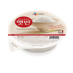 CJ Rice Cooked White Hetbahn, Gluten-Free & Vegan, Instant & Microwaveable, 7.4 Oz, 12 Count (EXP 05/12/27)