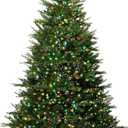 7FT Pre-Lit Artificial Christmas Tree with 700 Pre Lit Multicolored Lights, 2144 PVC Branch Tips,Green Dunhill Fir Xmas Tree, Foldable Metal Base for Home, Party Holiday Décor