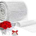 Super Z Outlet Sparkling Rhinestone Mesh Ribbon for Event Decorations, Wedding Cake, Birthdays, Baby Shower, Arts & Crafts, 4.75" x 10 Yards, 24 Row, 1 Roll (Silver)