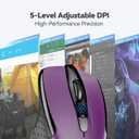 TECKNET Wireless Mouse, 2.4G Ergonomic Optical Mouse, Computer Mouse for Laptop, PC, Computer, Chromebook, Notebook, 6 Buttons, 24 Months Battery Life, 2600 DPI, 5 Adjustment Levels - Purple