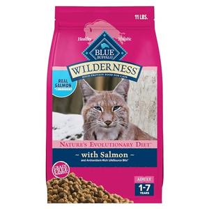 Blue Buffalo Wilderness Natural High Protein, Grain Free Dry Food for Adult Cats, Salmon, 11-lb Bag By 2026 SEP 05