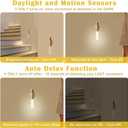 LANDGOO Wooden Motion Sensor Night Lights Magnet Body Sensor Hallway Night Lights Rechargeable Led Light Portable Stairway,Wall Sconce Battery Powered Cabinet Lights (Small, White Ash Wood)